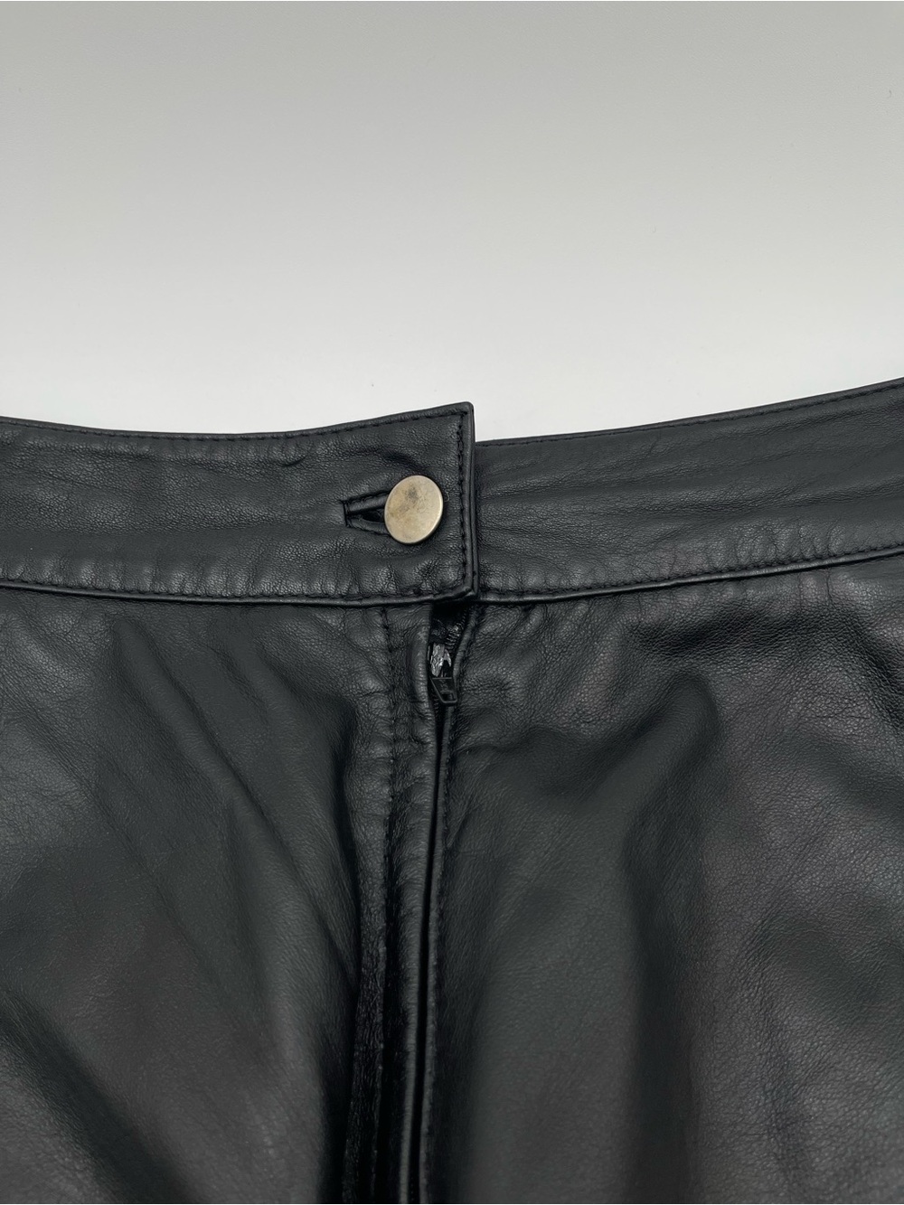 Pelle Cuir Vintage 80s Black Leather Pencil Midi Skirt High Rise Paneling Sz 12 - Picture 6 of 12
